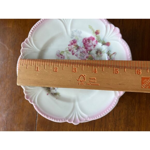 9 Antique Floral Porcelain Plates Pink Green Blue Bread/Butter Dessert Cake - Picture 8 of 8